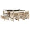 vidaXL 11-delige Tuinset met kussens poly rattan beige