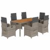 vidaXL 7-delige Tuinset met kussens poly rattan grijs