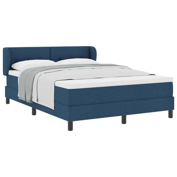 vidaXL Boxspringbed met matras met hoofdeinde Blauw 140 x 200 cm Stof