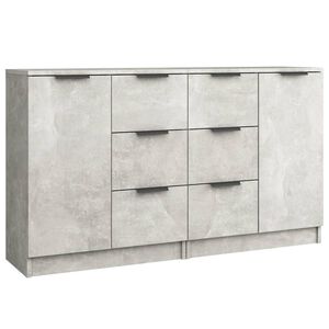 vidaXL Dressoirs 2 st 60x30x70 cm bewerkt hout betongrijs