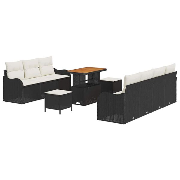 vidaXL Tuin Sofa Set met kussen met opslag 10 pcs Zwart en Cr&egrave;me