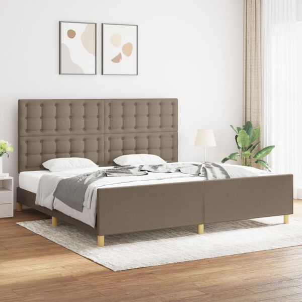 vidaXL Bedframe zonder matras stof taupe 200x200 cm