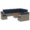 vidaXL 11-delige tuinbankset met kussens, grijs polyrotan
