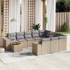 vidaXL 11-delige Tuinset met kussens poly rattan beige