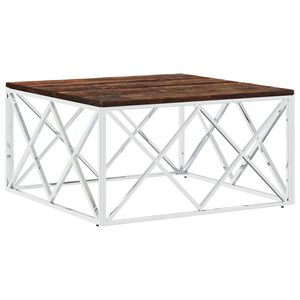 vidaXL Salontafel roestvrij staal en massief hergebruikt hout