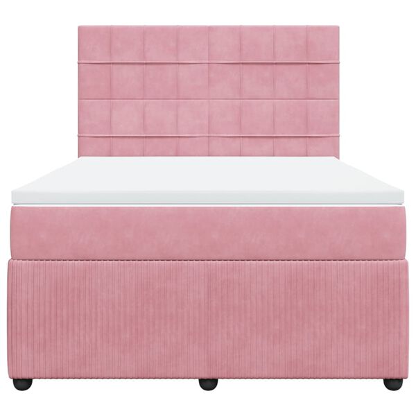 vidaXL Boxspring met matras fluweel roze 160x200 cm