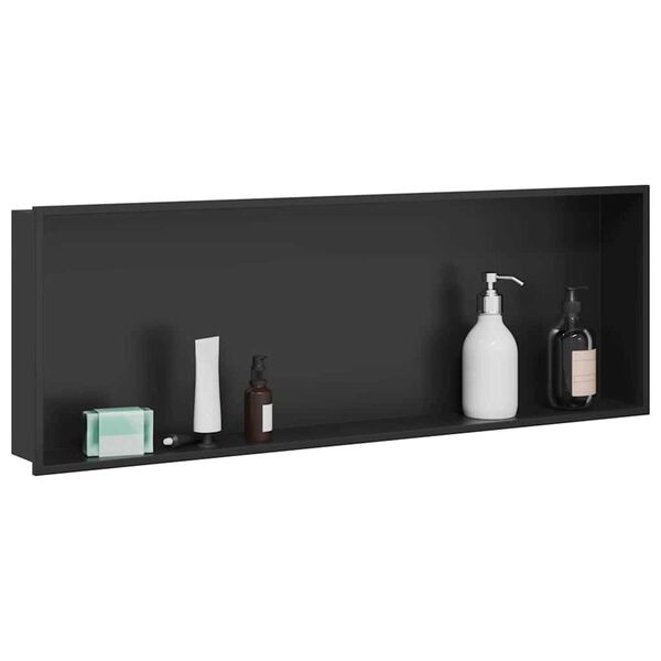 vidaXL Douche Niche Zwart 90 x 30 x 9,5 cm Roestvrij staal