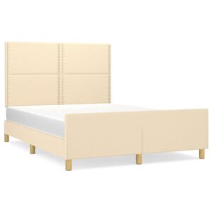 vidaXL Bedframe zonder matras stof cr&egrave;mekleurig 140x190 cm