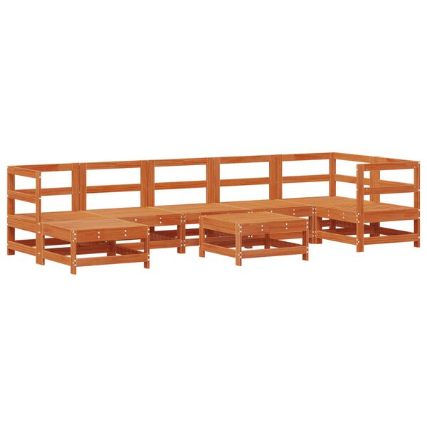 vidaXL Tuin loungeset 8 pcs Wasbruin Massief grenenhout