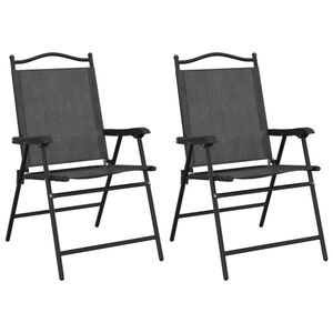 vidaXL Opklapbare stoelen, 2 stuks, gem&ecirc;leerd grijs, staal en Textilene.