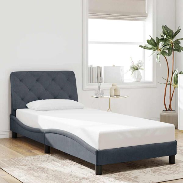 vidaXL Bedframe zonder matras 90x200 cm fluweel donkergrijs