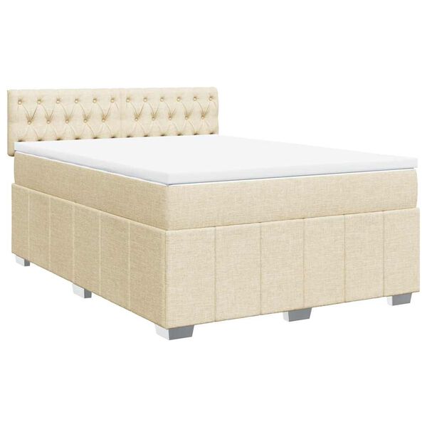 vidaXL Boxspring met matras stof cr&egrave;mekleurig 140x190 cm