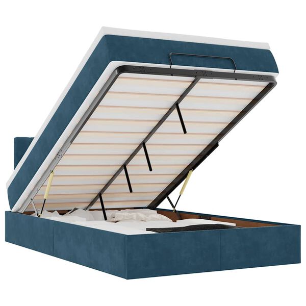 vidaXL Ottoman bed met matras en LED's 120x200cm fluweel donkerblauw