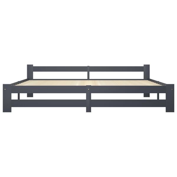 vidaXL Bedframe massief grenenhout donkergrijs 200x200 cm