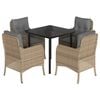 vidaXL 5-delige Tuinset met kussens poly rattan beige