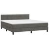 vidaXL Boxspring met matras en LED fluweel donkergrijs 160x200 cm