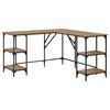 vidaXL Bureau Artisan Eiken Bewerkt hout 139 x 139 x 75 cm