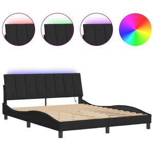 vidaXL Bedframe met LED zonder matras "Hanko" fluweel zwart 160x200 cm