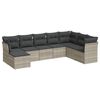 vidaXL 8-delige Loungeset met kussens poly rattan lichtgrijs