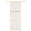 vidaXL Schuifdeur 76x205 cm mat ESG-glas en aluminium goudkleurig