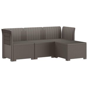 vidaXL 4-Persoons Tuinbank Rieten Look PP Lichtgrijs