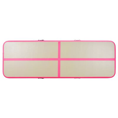 vidaXL Gymnastiekmat met pomp opblaasbaar 600x100x10 cm PVC roze