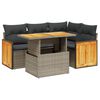 vidaXL 5-delige Loungeset met kussens poly rattan grijs