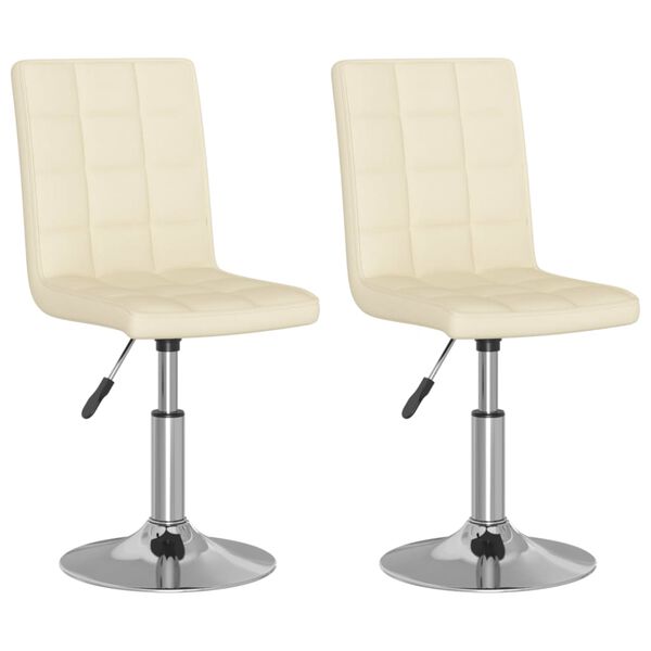 vidaXL Eetkamerstoelen 2 st draaibaar stof cr&egrave;mekleurig