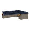 vidaXL 9-delige Loungeset met kussens poly rattan grijs