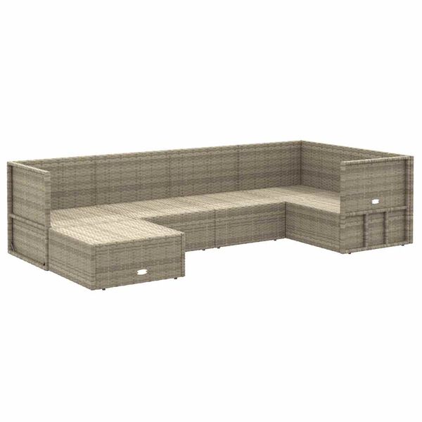 vidaXL 6-delige Loungeset met kussens poly rattan grijs