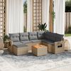 vidaXL 8-delige Loungeset met kussens poly rattan beige
