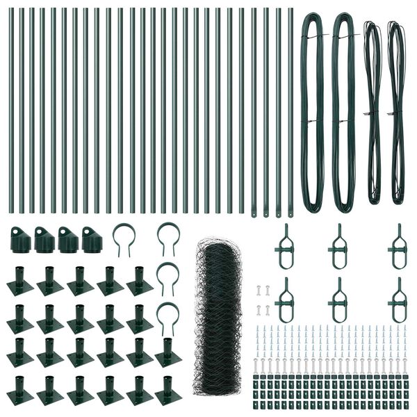 vidaXL Afrasteringspaal Groen 50 x 0,8 m (50 mm gaas) Staal en PVC