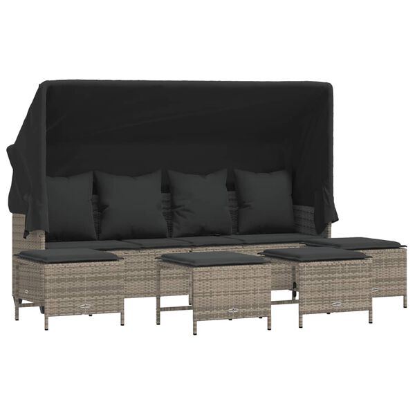 vidaXL 5-delige Loungeset met kussens poly rattan grijs