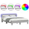 vidaXL Bedframe met hoofdeinde en LED grijs sonoma eiken 140x190 cm