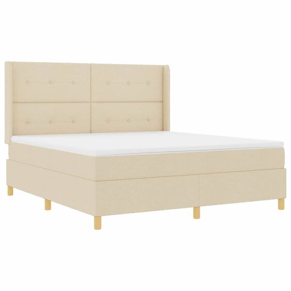 vidaXL Boxspringbed met matras met hoofdeinde Cr&egrave;me 180 x 200 cm Stof