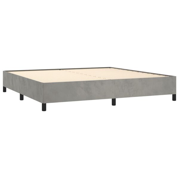vidaXL Boxspring met matras fluweel lichtgrijs 200x200 cm