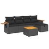 vidaXL 6-delige Loungeset met kussens poly rattan zwart