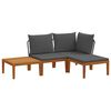 vidaXL 4 st Massief acaciahout & touw Naturel
