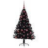 vidaXL Kunstmatig Voorverlicht Kerstboom met 150 LED Zwart 120 cm PVC