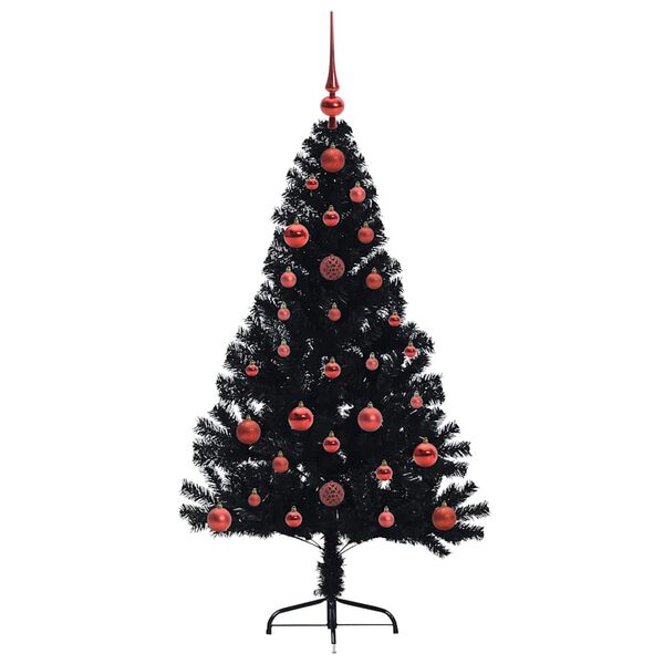 vidaXL Kunstmatig Voorverlicht Kerstboom met 150 LED Zwart 120 cm PVC