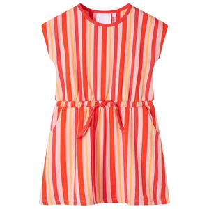 Kinderjurk met trekkoord 104 roze en rood