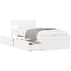 vidaXL Bedframe zonder matras massief grenenhout wit 75x190 cm