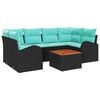 vidaXL Tuinbankenset 7 st Zwart en Turquoise poly rattan