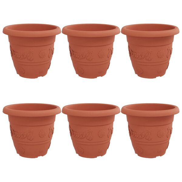 vidaXL Ronde Bloempot 6 pcs Baksteenrood &Oslash; 26 x 21.5 cm Kunststof