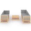vidaXL 8-delige Loungeset met kussens massief grenenhout