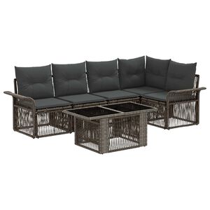 vidaXL Tuinbankenset 6 st Grijs en Donkergrijs poly rattan