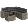 vidaXL 6-delige Loungeset met kussens poly rattan grijs