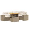 vidaXL 6-delige Loungeset met kussens poly rattan beige
