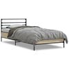 vidaXL Bedframe bewerkt hout en metaal sonoma eikenkleurig 90x200 cm