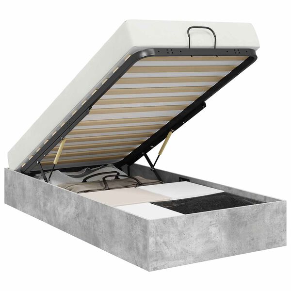 vidaXL Ottoman Bedframe Beton Grijs 90 x 200 cm Geconstrueerd hout